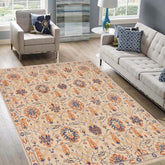 handmade Transitional Kafkaz Beige Blue Hand Knotted RECTANGLE 100% WOOL area rug 9 x 11